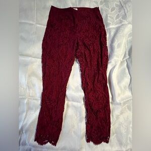 Crown & Ivy women's lace pants In burgundy Size 10-NEW WITH TAGS